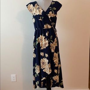 High Low Navy Flower Dress